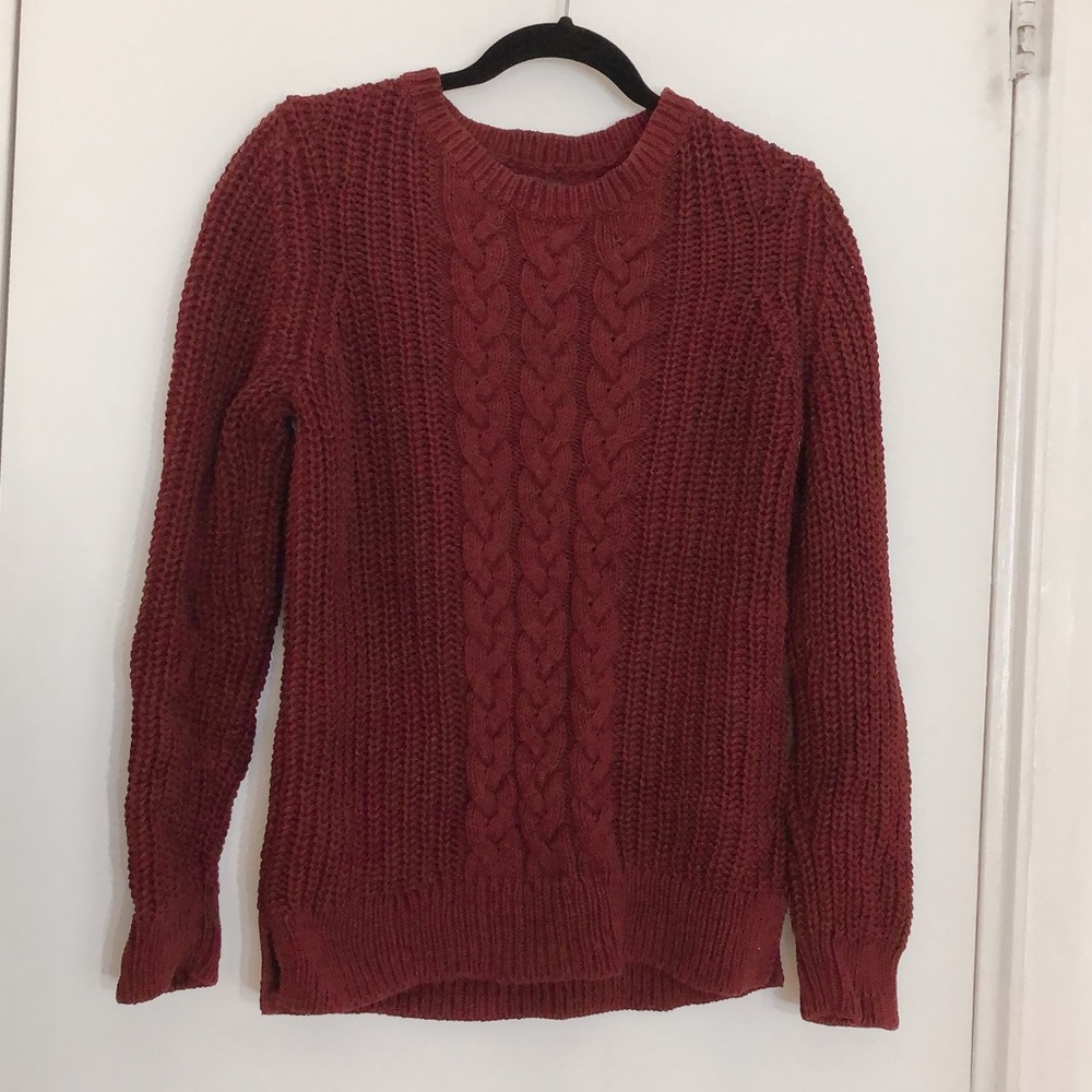 NAUTICA BURGUNDY CHUNKY SWEATER